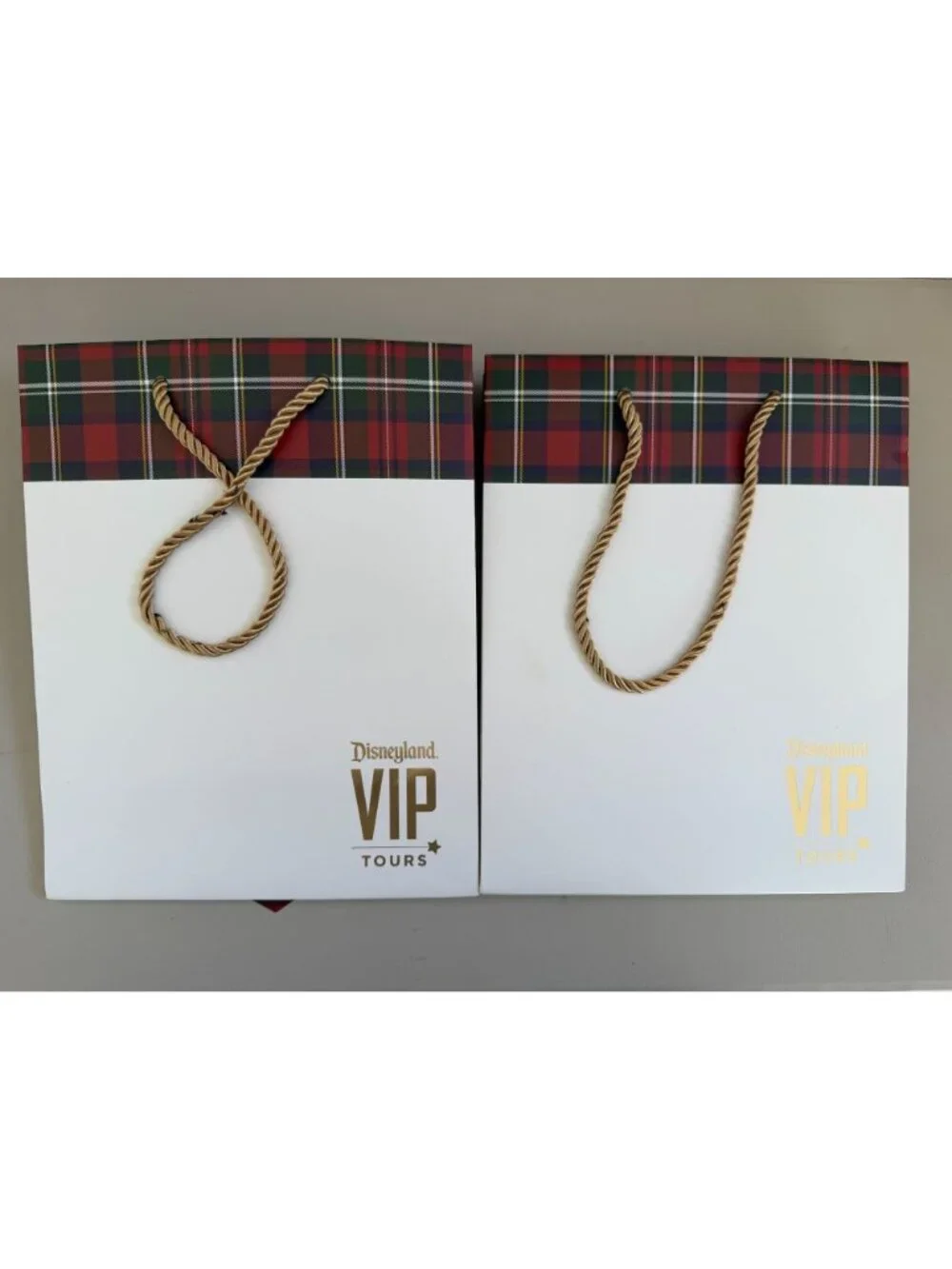 2 DISNEYLAND VIP TOUR PLAID GIFT BAGS BIRTHDAY HOLIDAYS